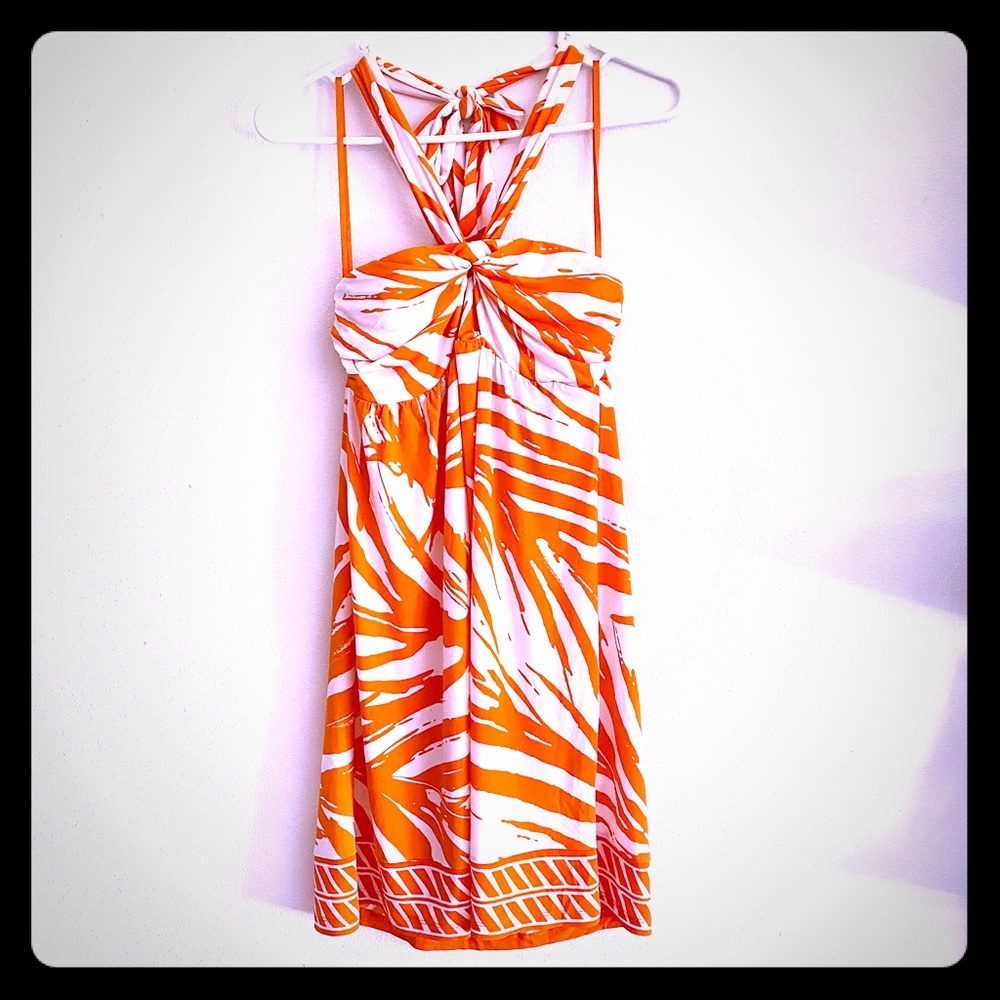 Orange/white summer dress